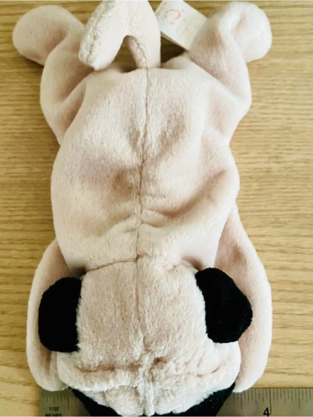 Vintage Ty Beanies Plush Pug Dog - Cream & Black (Tag Error)
